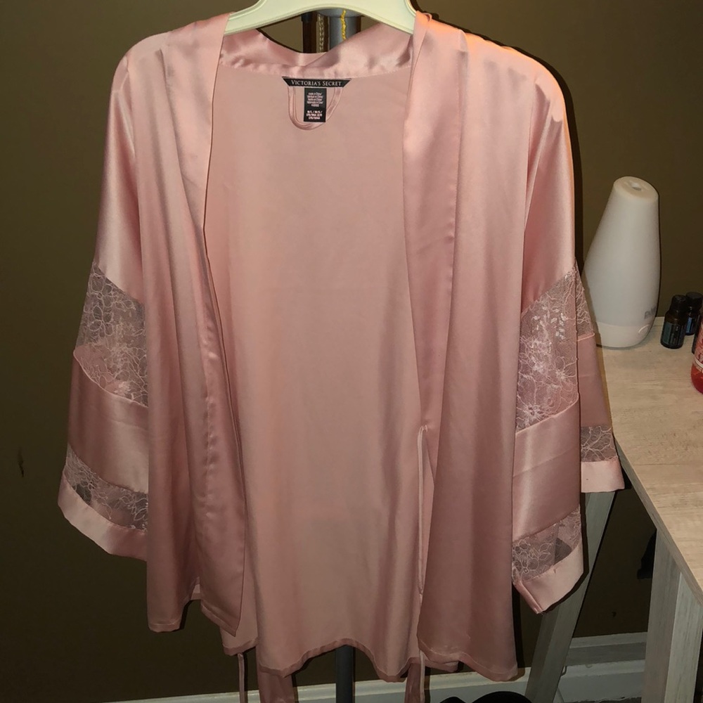 Pink silk kimono top